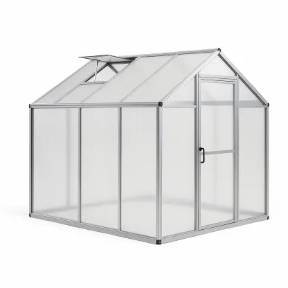 Serre en aluminium et polycarbonate argent 185×190×195 cm