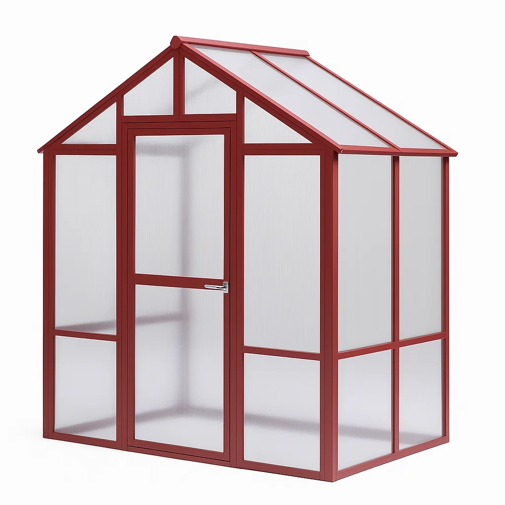 Serre en aluminium et polycarbonate rouge 190×125×200 cm