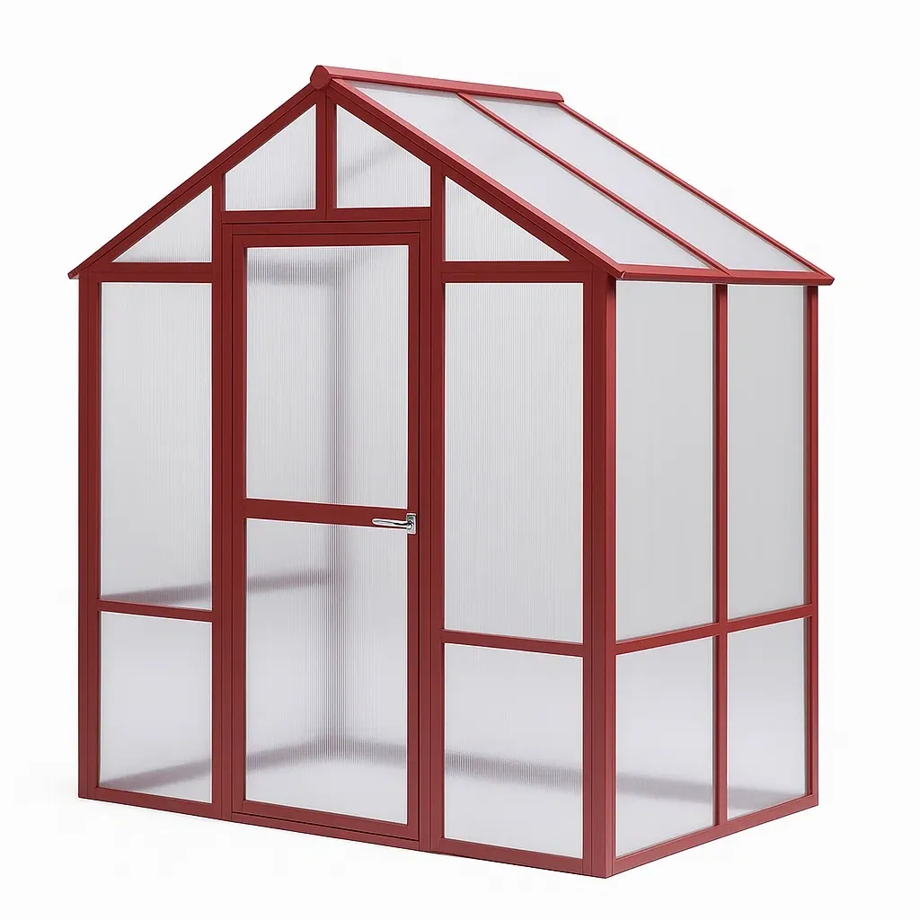 Serre en aluminium et polycarbonate rouge 190×125×200 cm