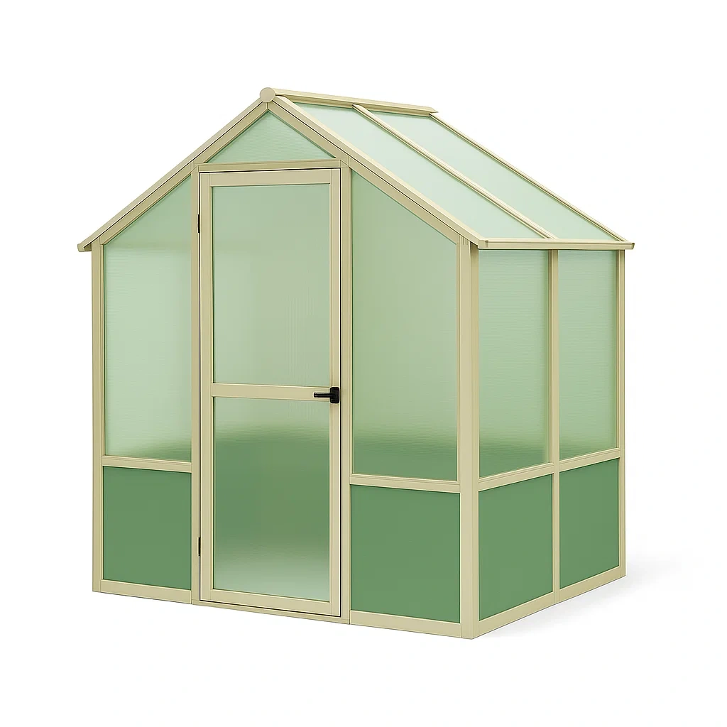 Serre en aluminium et polycarbonate vert/beige 190×185×195 cm