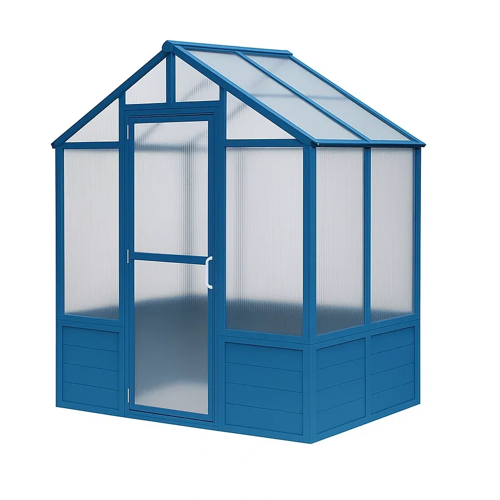 Serre en aluminium et polycarbonate bleu 200×150×203 cm