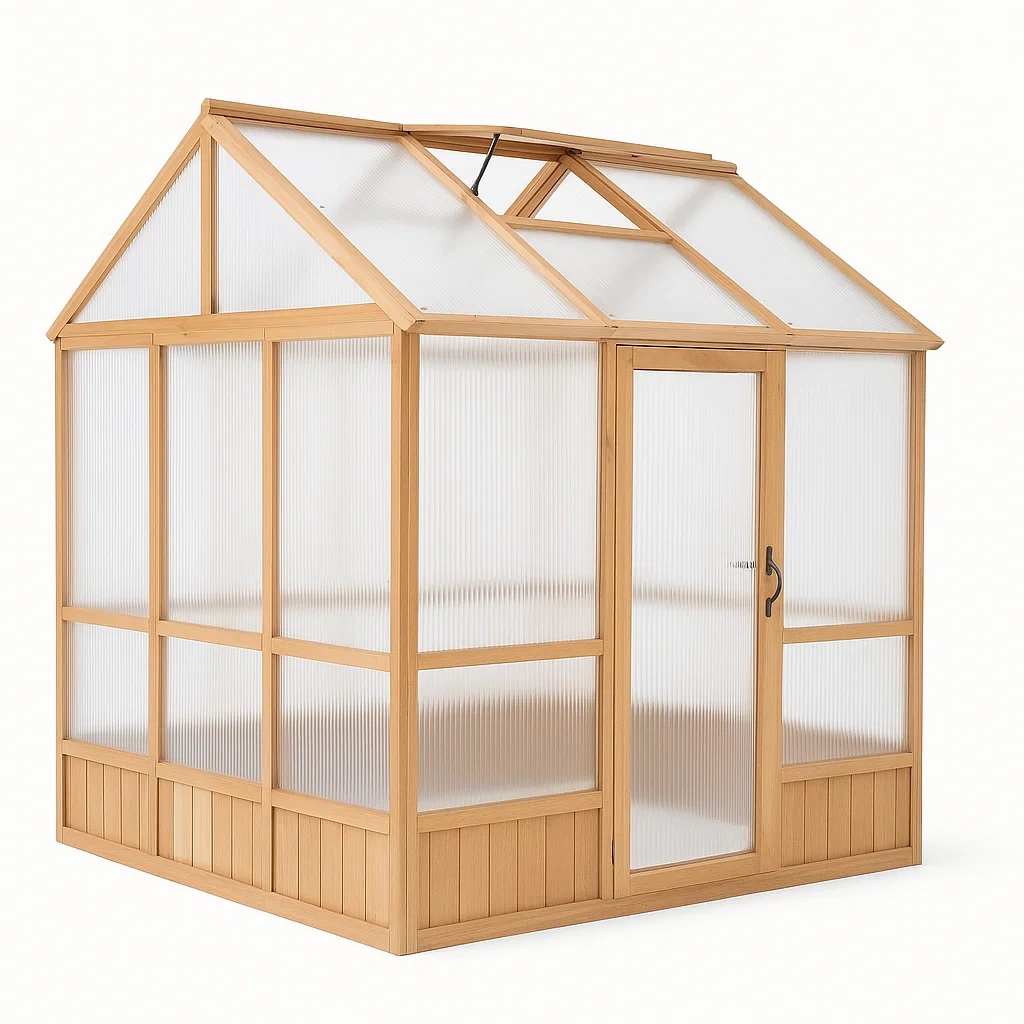 Serre en bois et polycarbonate naturel 190×190×210 cm