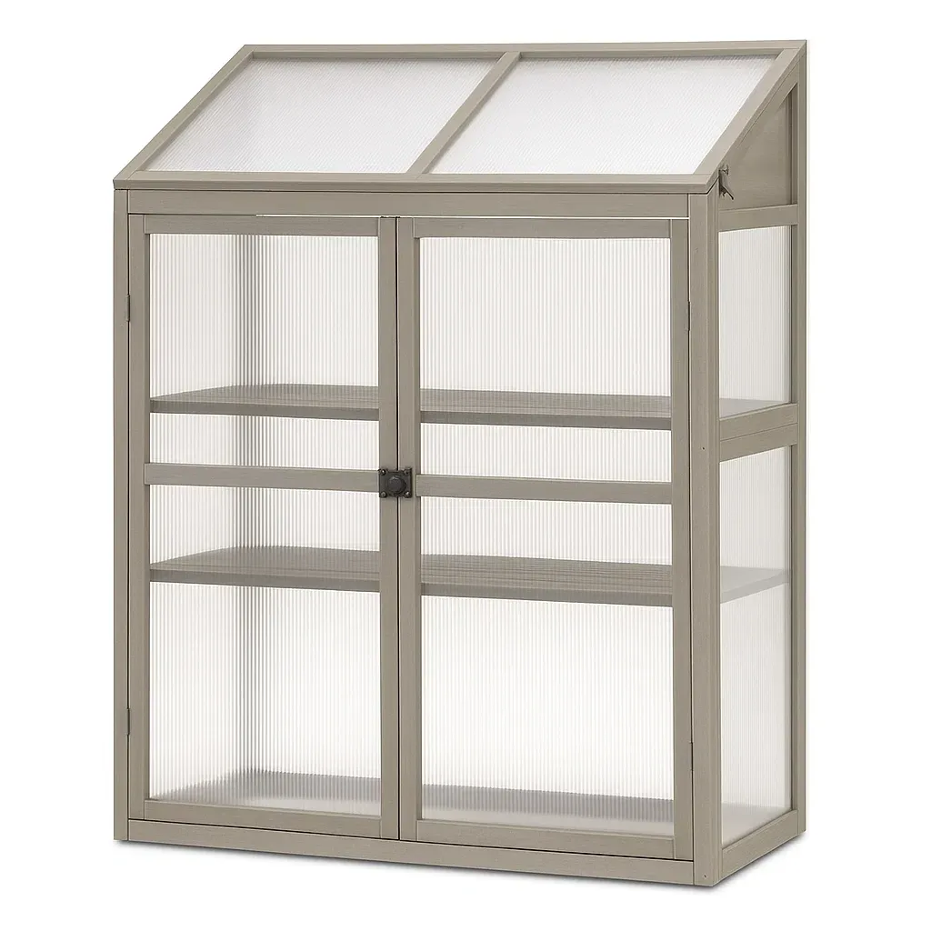 Serre en métal et polycarbonate transparent gris 60×40×90 cm