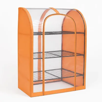 Serre à étagères en métal et plastique transparent à 3 niveaux orange