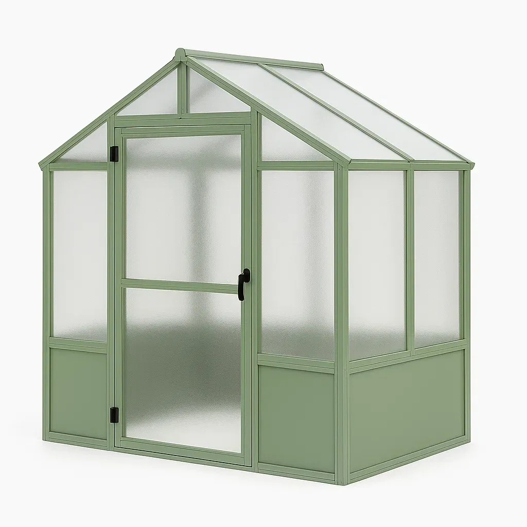 Serre en aluminium et polycarbonate vert