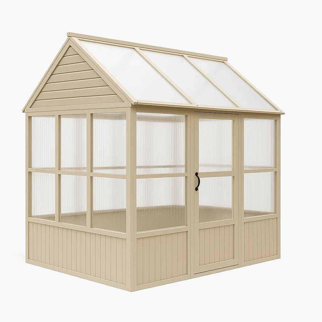 Serre en résine avec panneaux en polycarbonate beige