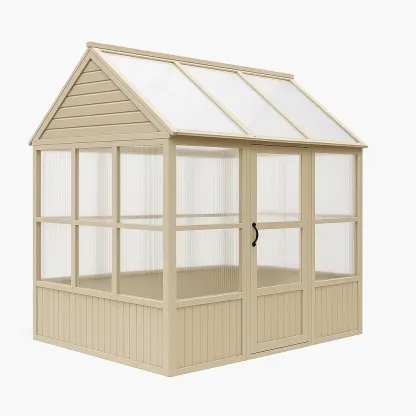 Serre en résine avec panneaux en polycarbonate beige