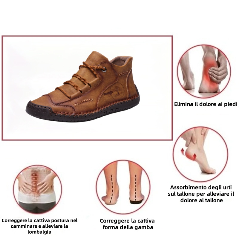[🎁Sconto del 50% oggi - non perdete l'occasione] Scarpe ortopediche dal design ergonomico - in pelle di alta qualità + cucite a mano👞
