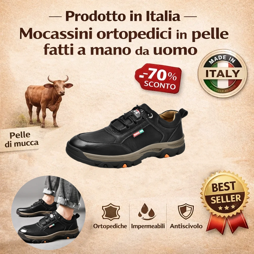 [🎁Sconto del 50% oggi - non perdetevelo] Scarpe ortopediche dal design ergonomico - Pelle australiana di alta qualità + funzione ortopedica per il piede 👞