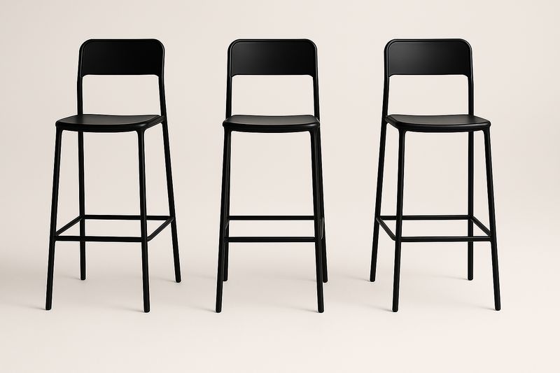 Set di 3 sgabelli in metallo nero