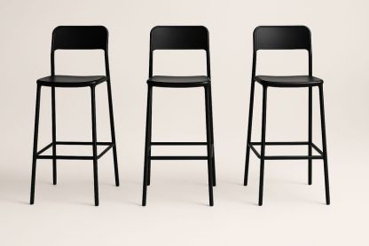 Set di 3 sgabelli in metallo nero