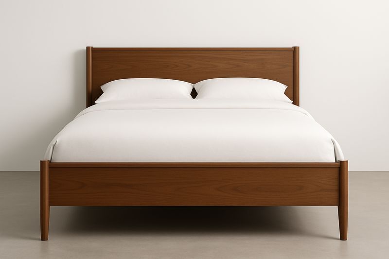 Letto Matrimoniale in Legno Noce con Testiera Pannellata