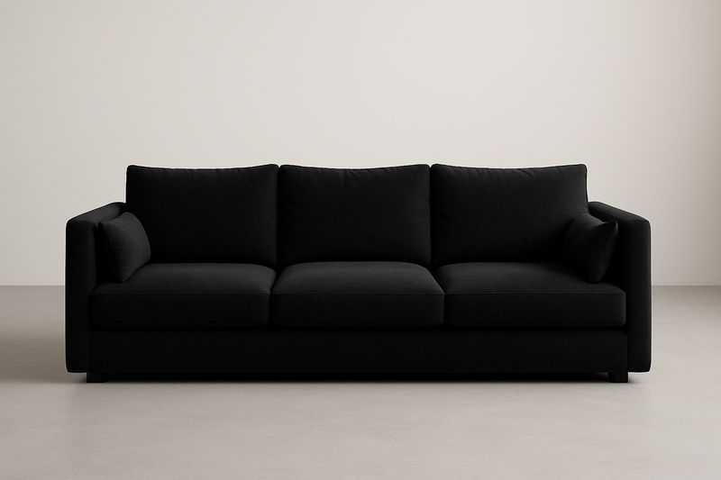 Divano tre posti in tessuto nero