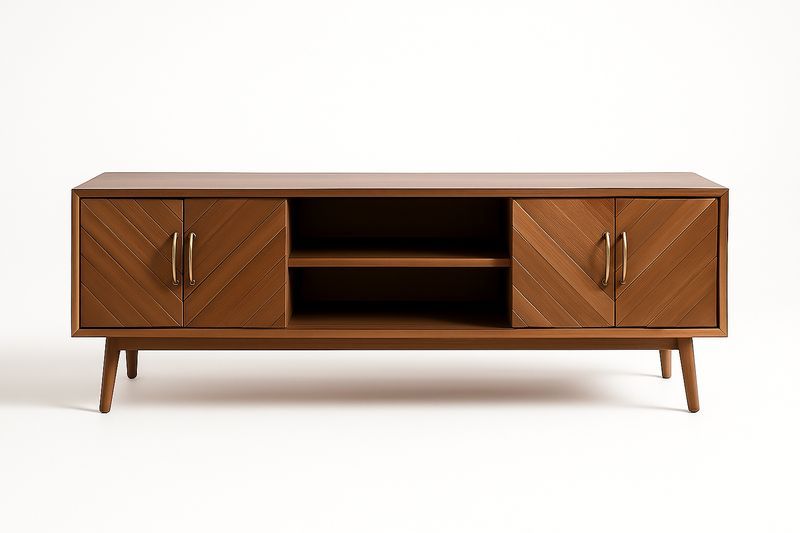 Mobile TV in Legno Marrone con Ante Intagliate