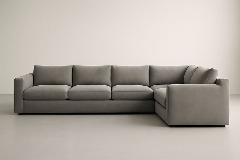 Divano angolare in Microfibra Grigio con Imbottitura in Schiuma Poliuretanica