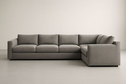 Divano angolare in Microfibra Grigio con Imbottitura in Schiuma Poliuretanica