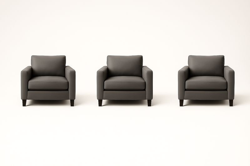 Set di Tre Poltrone in Similpelle Antracite