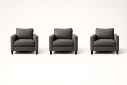 Set di Tre Poltrone in Similpelle Antracite