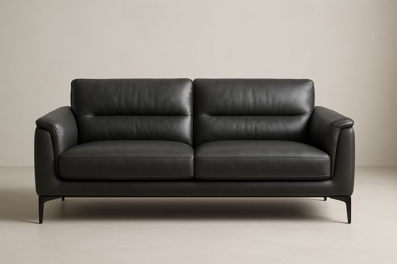 Divano a 2 posti in pelle nero