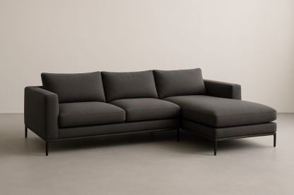 Divano angolare in tessuto poliestere con chaise longue antracite