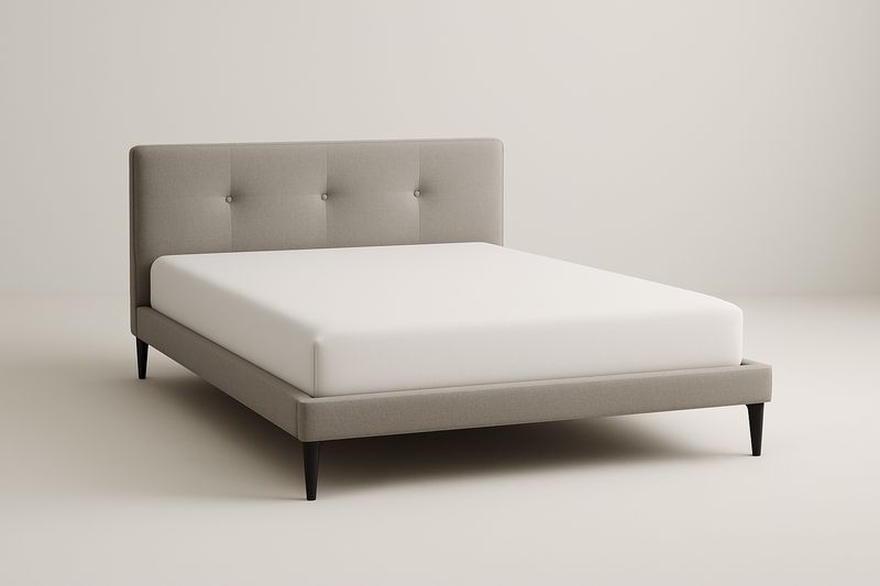 Letto matrimoniale legno e tessuto grigio chiaro
