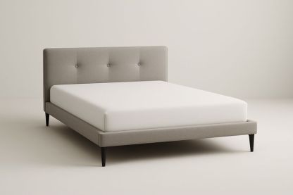 Letto matrimoniale legno e tessuto grigio chiaro