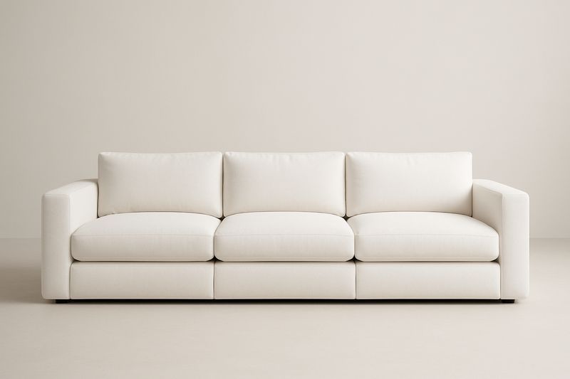 Divano 3 posti tessuto poliestere Bianco