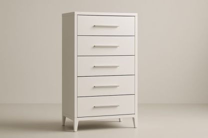 Cassettiera alta in legno di pino con 5 cassetti