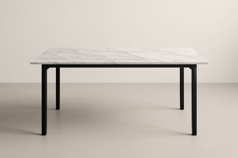 Tavolo da pranzo rettangolare in marmo e acciaio