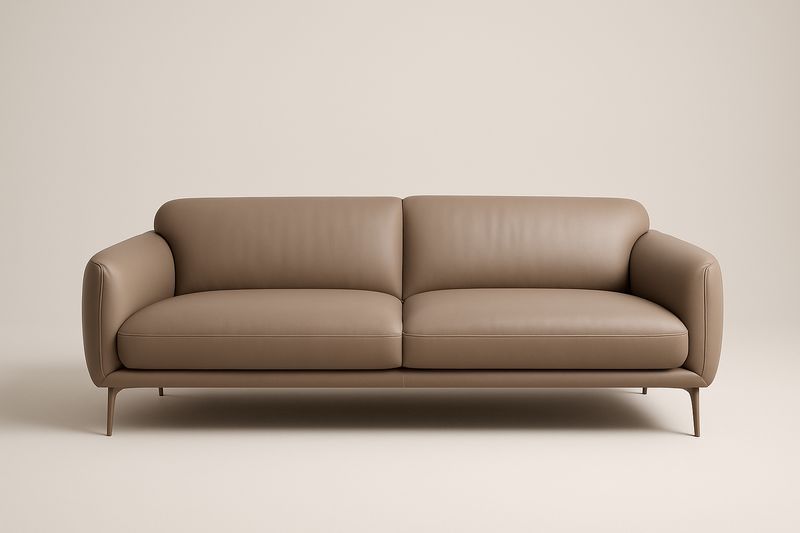 Divano 2 posti pelle sintetica marrone imbottitura schiuma poliuretanica