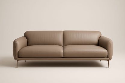 Divano 2 posti pelle sintetica marrone imbottitura schiuma poliuretanica