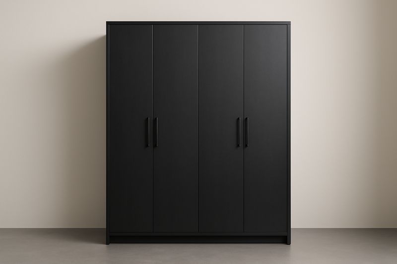 Armadio a 4 ante in legno composito nero