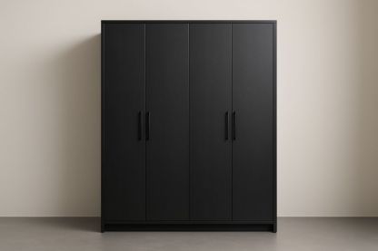 Armadio a 4 ante in legno composito nero