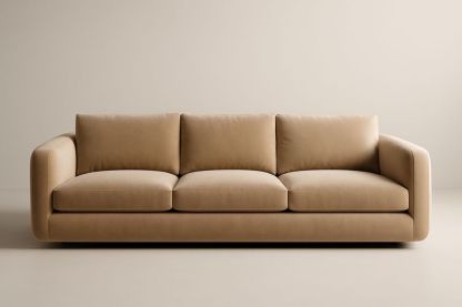 Divano a tre posti in velluto marrone chiaro 200x90x75 cm