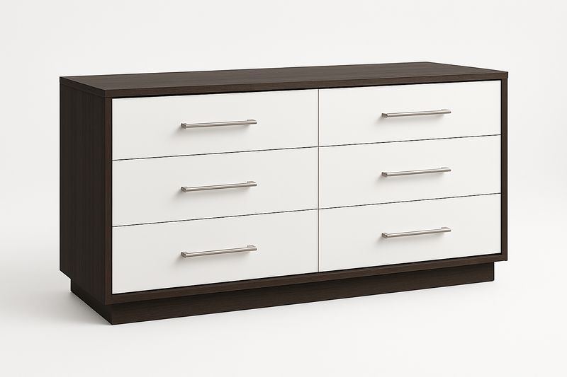 Cassettiera in Legno e Metallo Bianco e Marrone Scuro 6 Cassetti