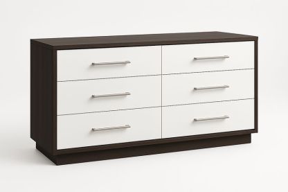 Cassettiera in Legno e Metallo Bianco e Marrone Scuro 6 Cassetti