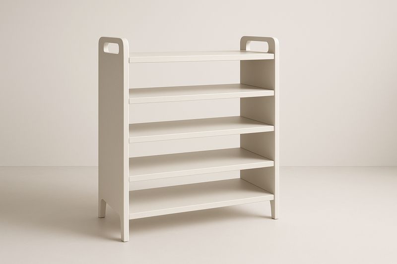 Scarpiera a 5 ripiani in MDF laccato bianco