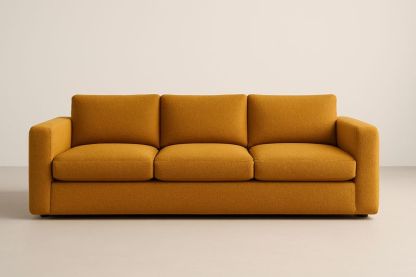 Divano a tre posti tessuto giallo