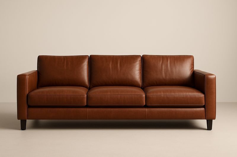 Divano a tre posti in pelle marrone