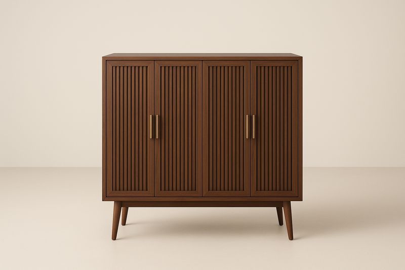 Credenza a quattro ante in legno massello marrone