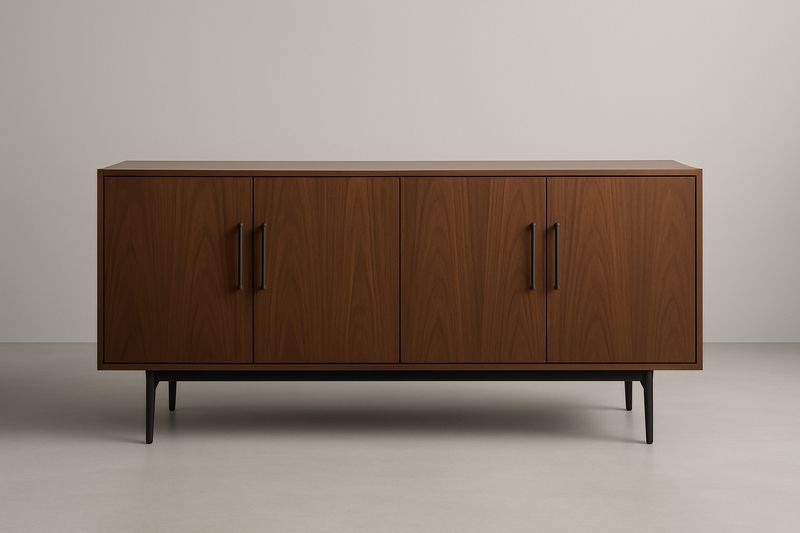 Credenza in Legno con Gambe in Metallo Nero