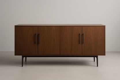 Credenza in Legno con Gambe in Metallo Nero
