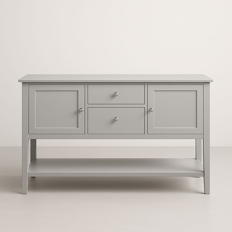 Credenza in Legno MDF Grigio con 2 Ante e 2 Cassetti 120x40x80 cm