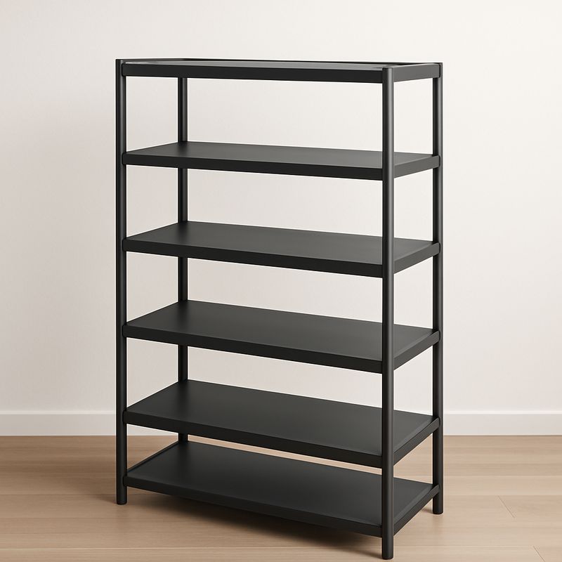 Scaffale in Metallo Nero a 5 Ripiani