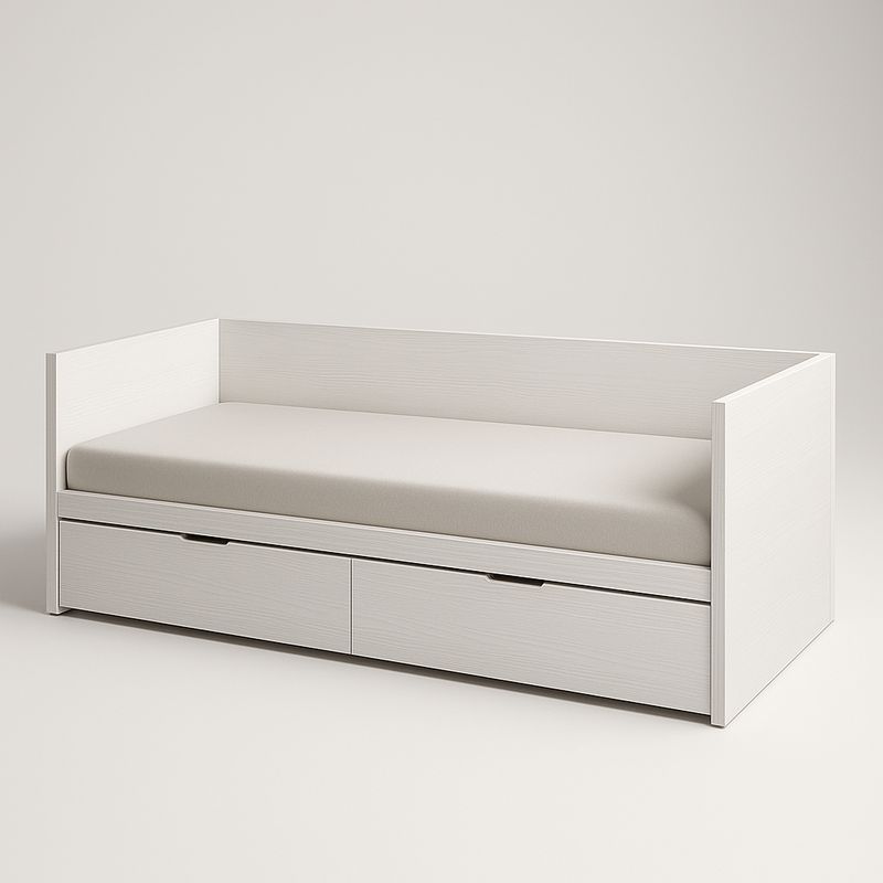 Divano letto con cassetti in MDF Bianco