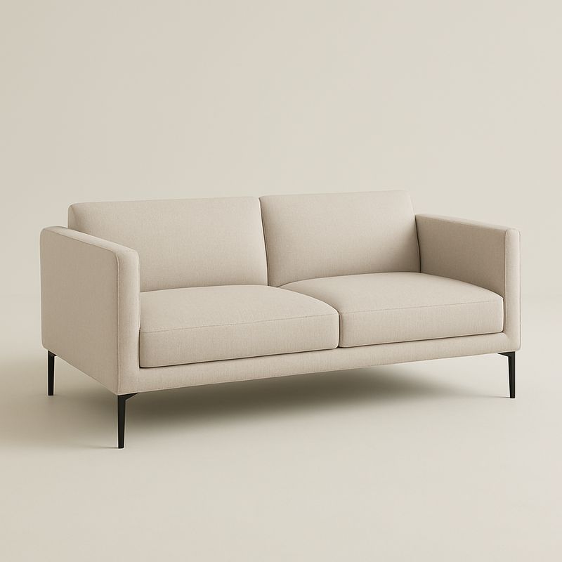 Divano due posti in tessuto con piedi in metallo