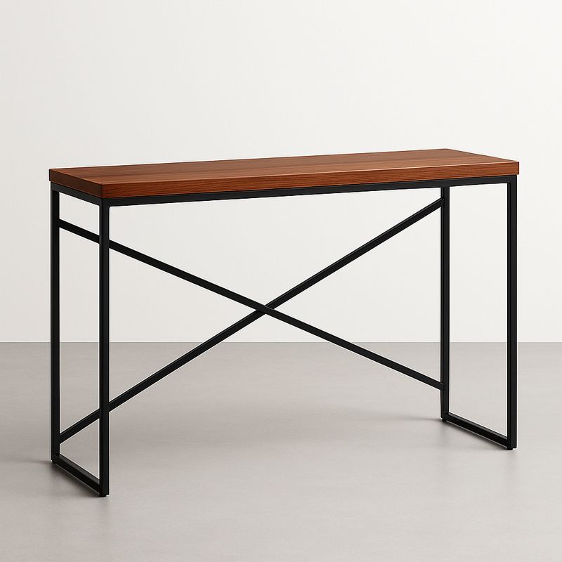 Consolle in Legno e Metallo Marrone Nero 120x35x75 cm