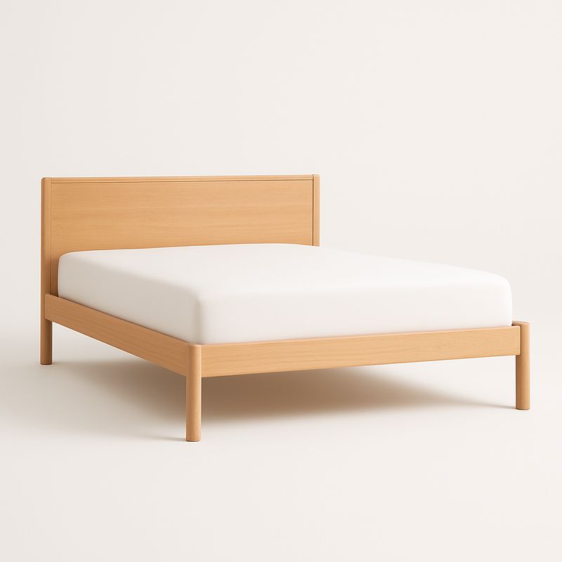 Letto in Legno Massello Beige Matrimoniale