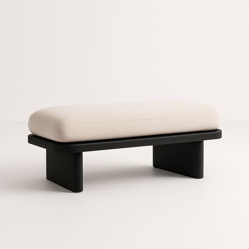 Panca imbottita beige e nero con tessuto poliestere