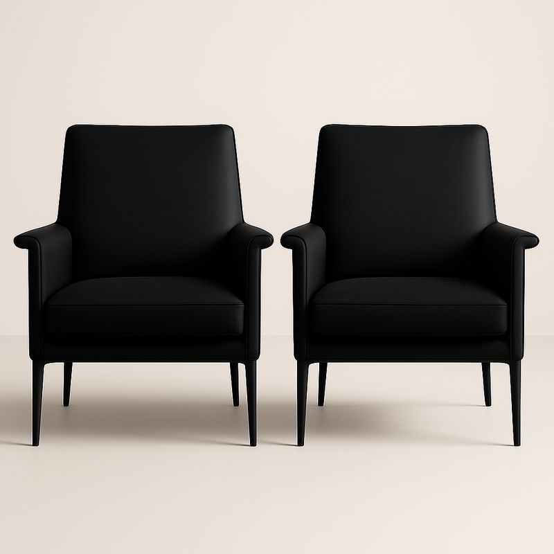 Set di 2 Poltrone in Similpelle Nera con Gambe in Metallo